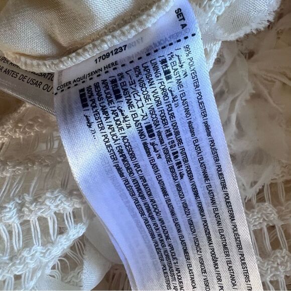 Mango Floral Appliqué Open Stitch Dress Ecru Large NEW - Picture 11 of 11